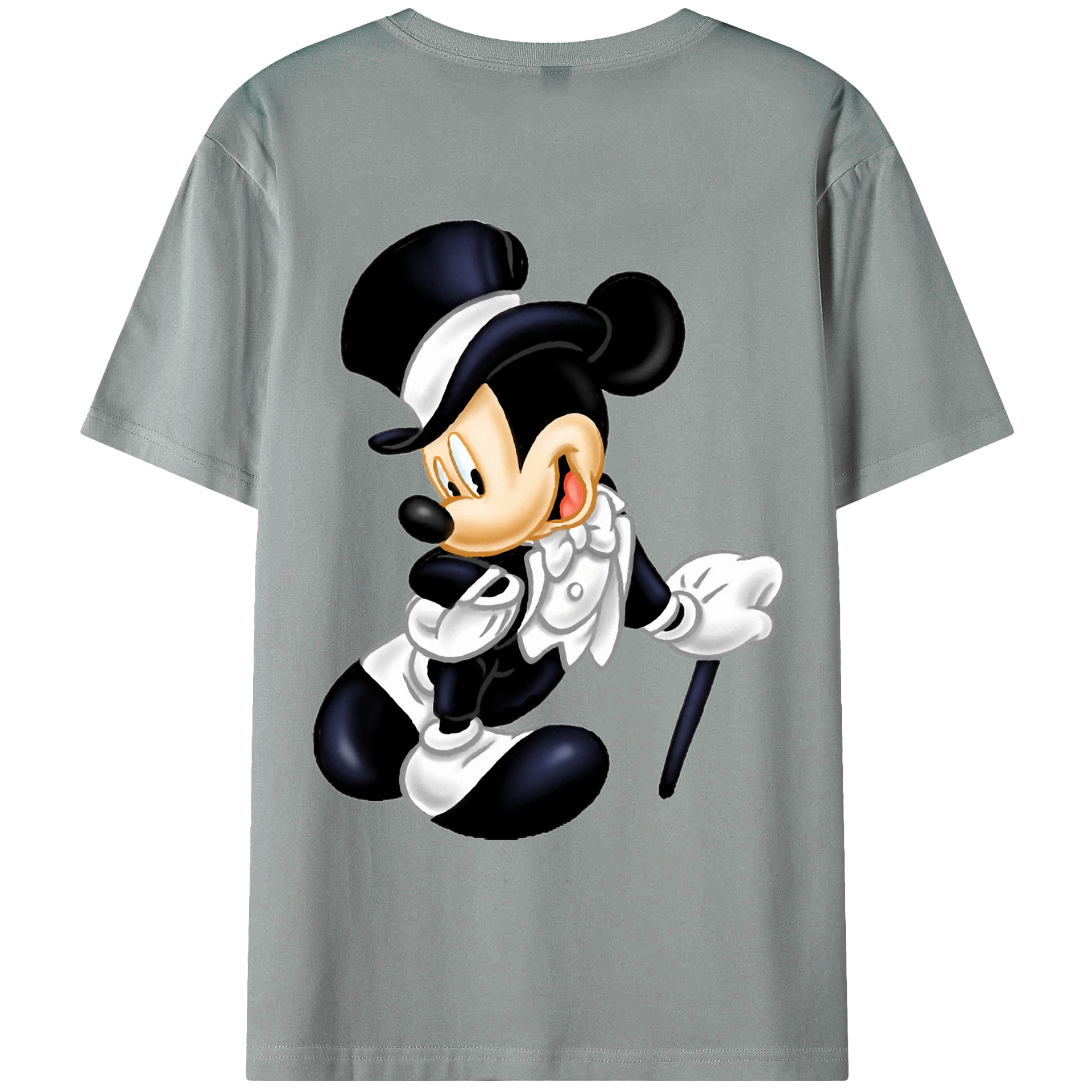 ミッキーマウス Mickey Mouse 綿100％ メンズ半袖Tシャツ（バックプリント） 通気性